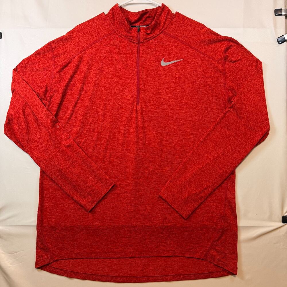 Nike Dri-FIT Half Zip Red Running Pullover Top Mens Size XL